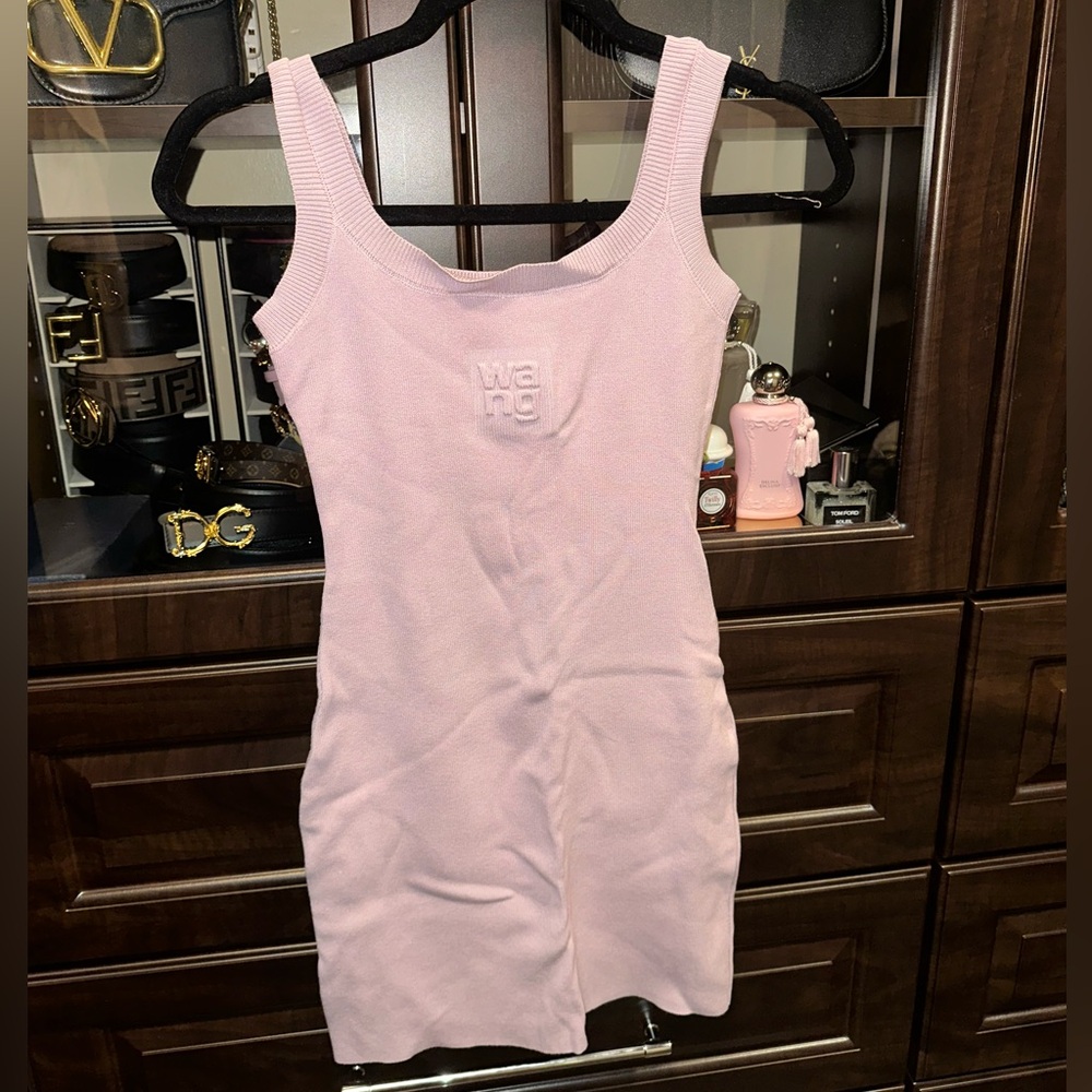 Alexander Wang Pastel Pink Ribbed Tank Mini Dress